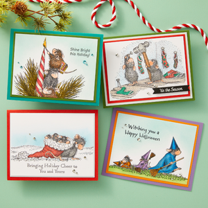 Merry Little Christmas Cling Rubber Stamp Set from the House-Mouse Holiday Friends Collection