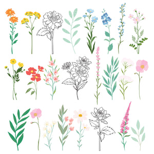 Rosie's Studio Breakfast In Bed Die Cut Floral Stickers