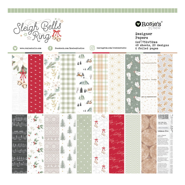 Rosie's Studio Sleigh Bells Ring 6 x 6" Designer Paper Pad