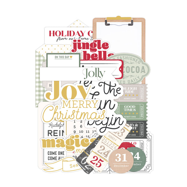Rosie's Studio Sleigh Bells Ring Cardstock Diecut Ephemera - Sentiments