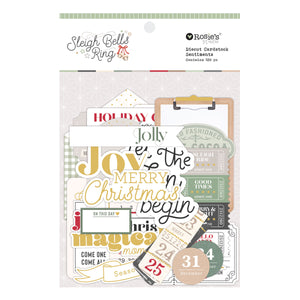 Rosie's Studio Sleigh Bells Ring Cardstock Diecut Ephemera - Sentiments