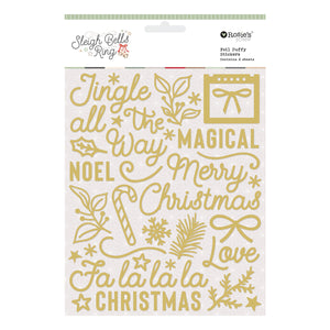 Rosie's Studio Sleigh Bells Ring Foil Puffy Stickers 2 sheets