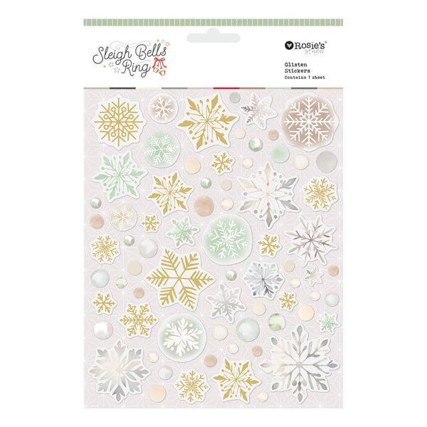 Rosie's Studio Sleigh Bells Ring Glisten Stickers