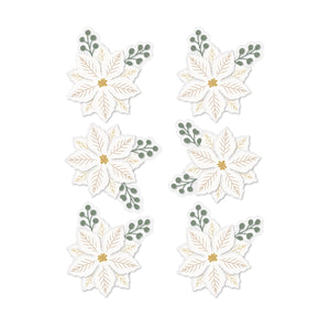 Rosie's Studio Sleigh Bells Ring Gold Poinsettias Dimensional Acetate Stickers