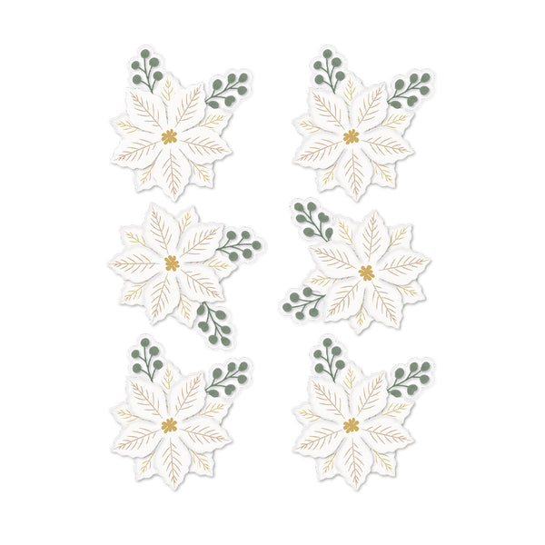 Rosie's Studio Sleigh Bells Ring Gold Poinsettias Dimensional Acetate Stickers