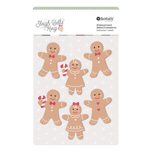 Rosie's Studio Sleigh Bells Ring Gingerbread Dimensional Acetate Stickers