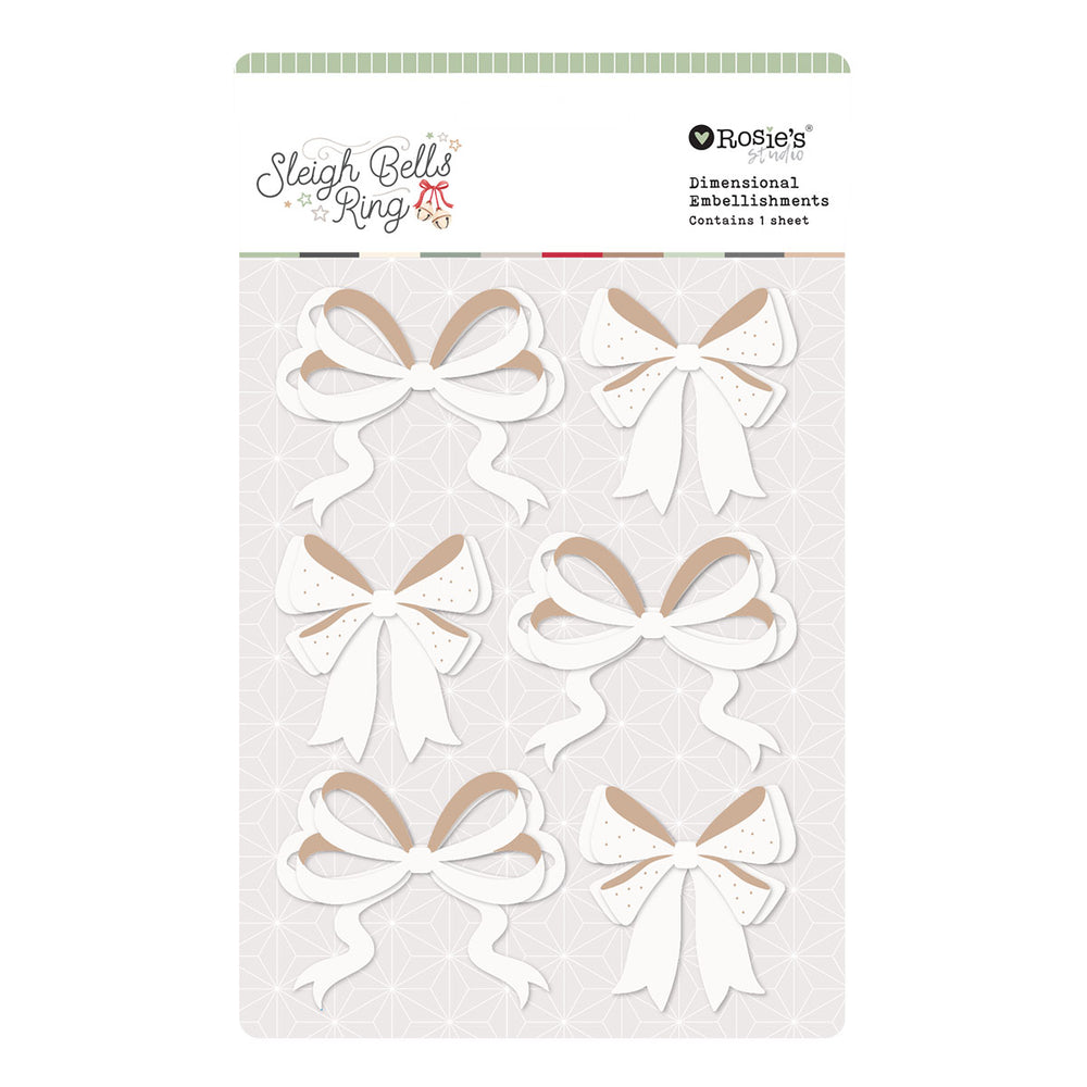 Rosie's Studio Sleigh Bells Ring Bows Dimensional Acetate Stickers