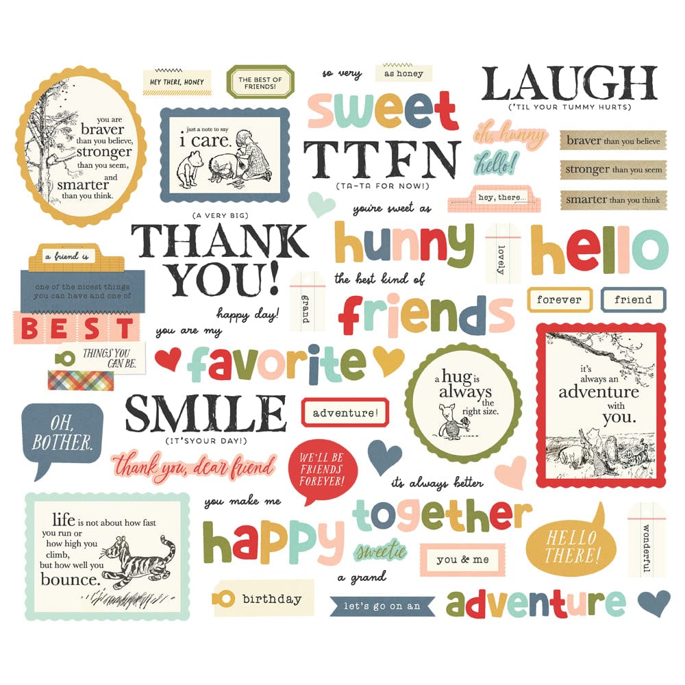 Simple Stories - Say Cheese Classic Pooh Sentiment Bits & Pieces