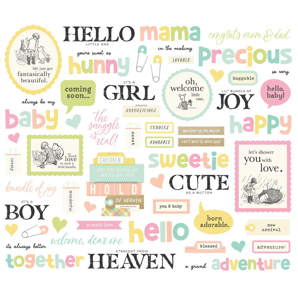 Simple Stories Say Cheese Classic Pooh Baby Sentiment Bits & Pieces