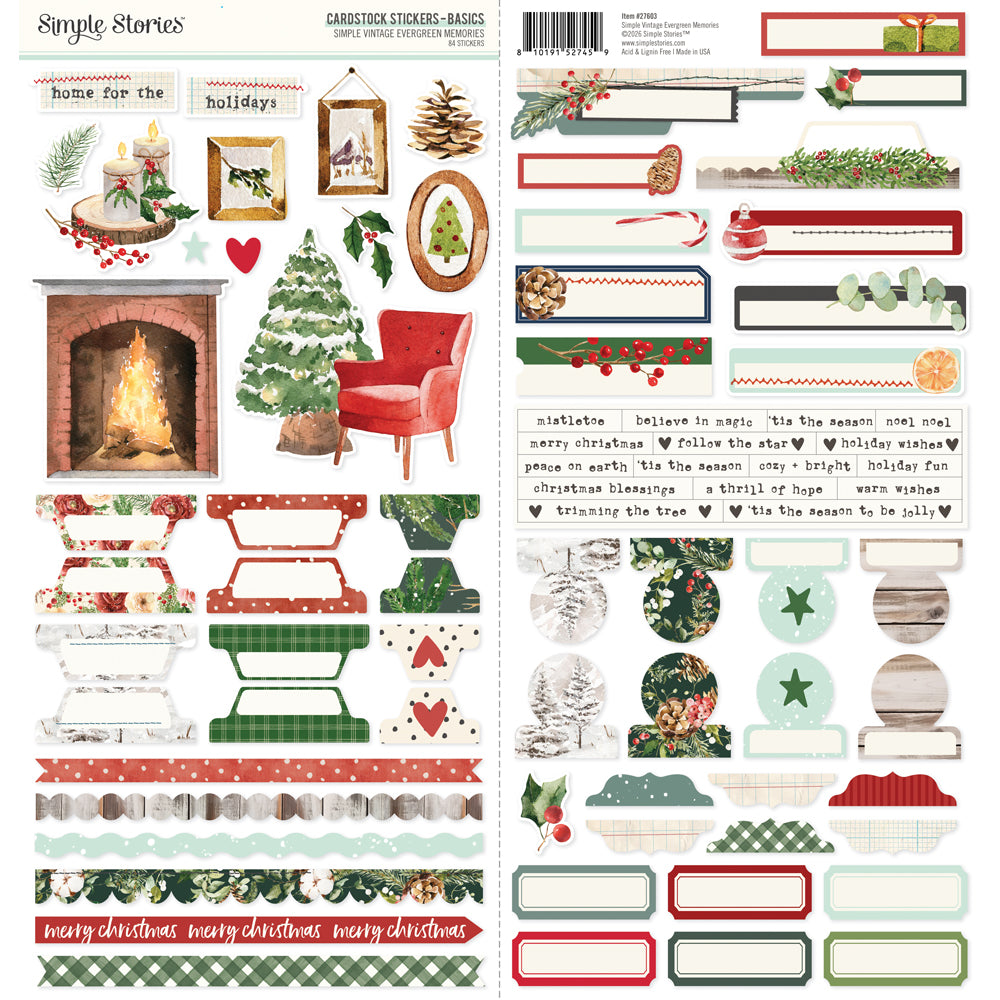 Simple Stories Simple Vintage Evergreen Memories Cardstock Stickers - Basics