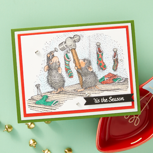 Merry Little Christmas Cling Rubber Stamp Set from the House-Mouse Holiday Friends Collection