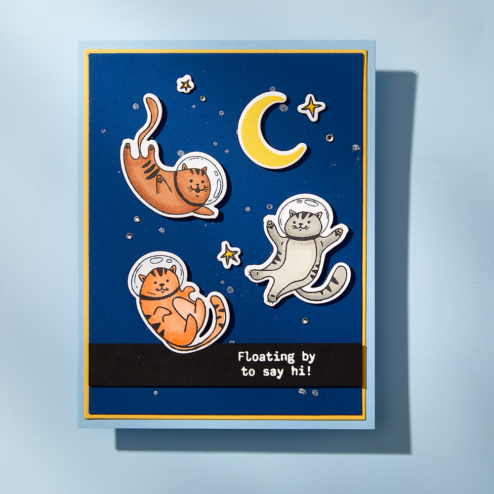 Space Friends Etched Dies for Coordinating Stamp Set By Simon Hurley