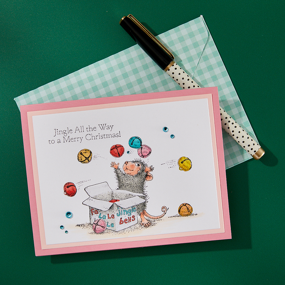 Jingle Bell Wishes Cling Rubber Stamp Set from the House-Mouse Tree-mendous Christmas Collection