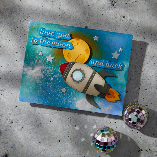 Space Greetings Etched Dies by Simon Hurley