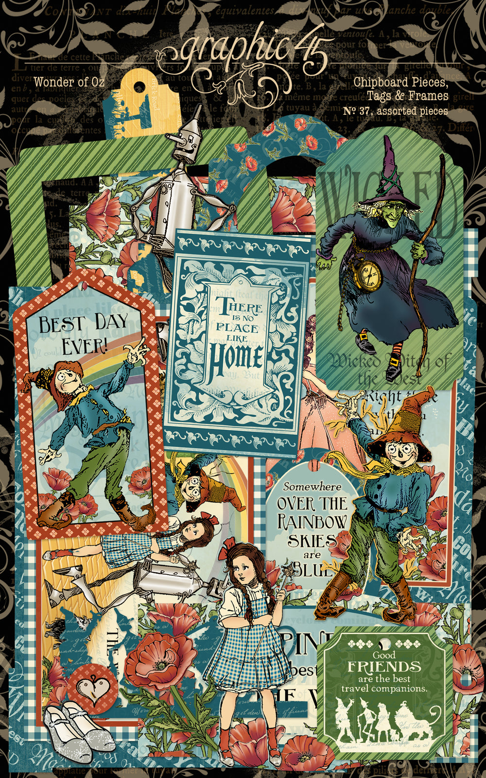 Graphic 45 Wonder of Oz Chipboard Pieces, Tags & Frames