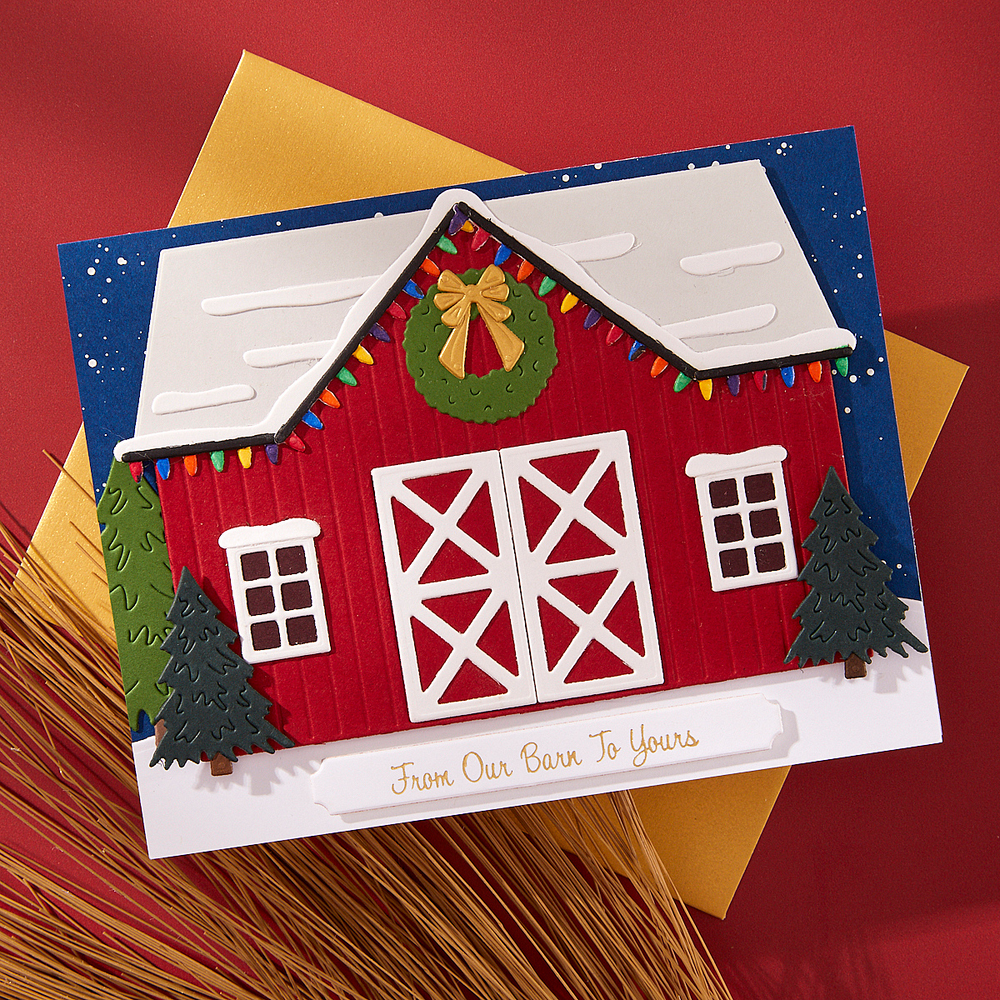 Country Christmas Barn Etched Dies from the Country Christmas Collection by Annie Williams