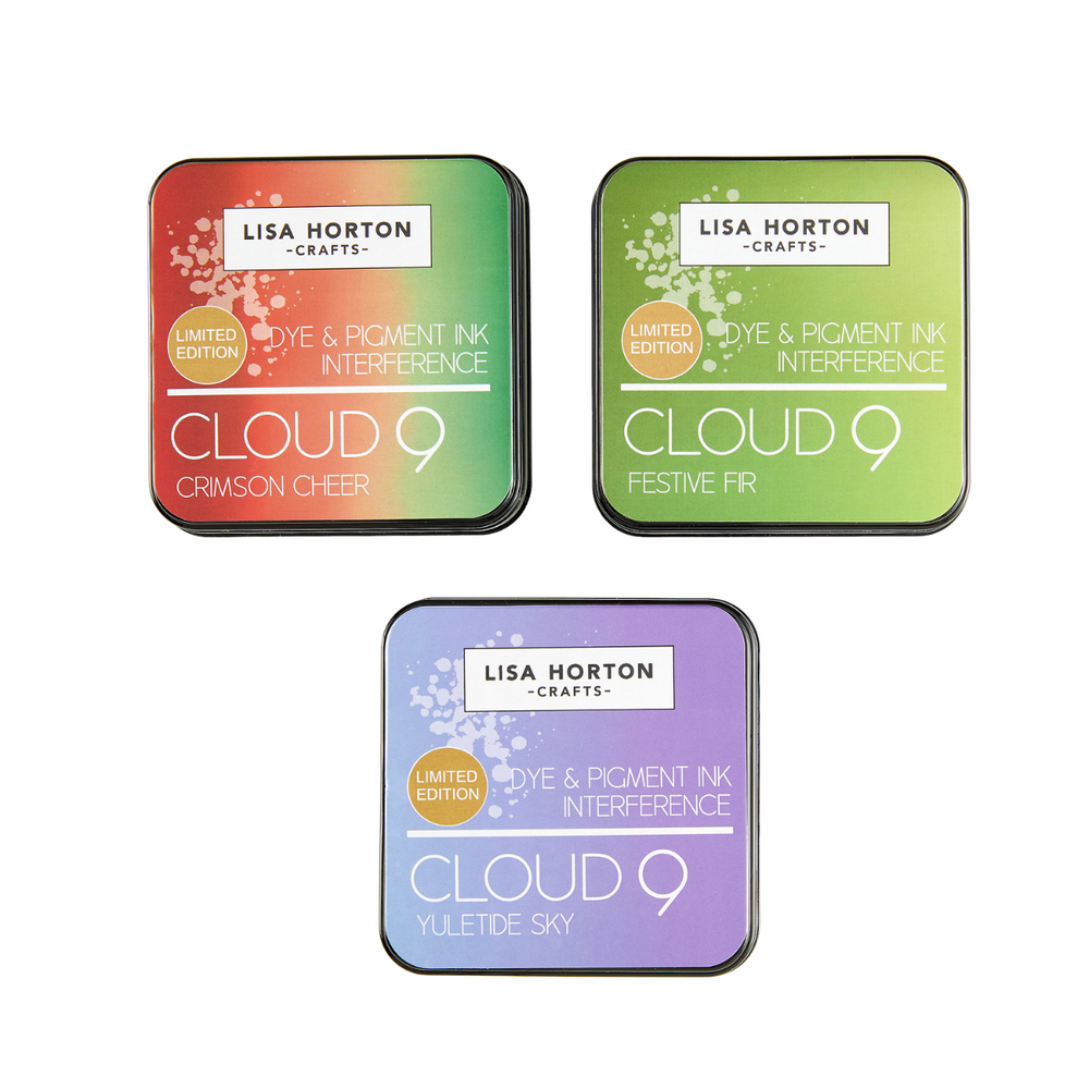 Lisa Horton Crafts Set of 3 Ltd Edition Interference Ink Pads - Christmas Cheer, Festive Fir and Yuletide Sky