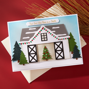 Country Christmas Barn Etched Dies from the Country Christmas Collection by Annie Williams