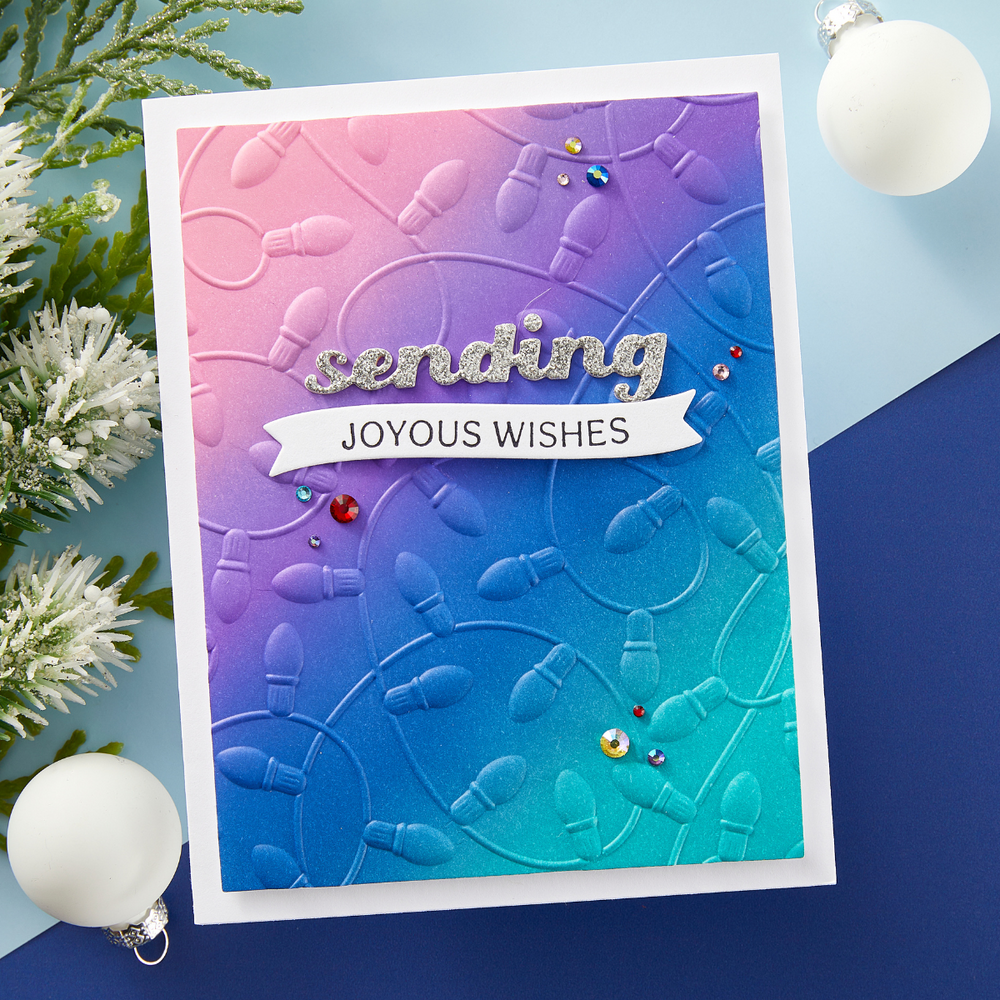 Holiday Lights 3D Embossing Folder from the Dancin Christmas Friends Collection