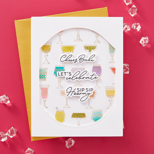 Cheers Sentiments Press Plate & Die Set from the Happy Hour Collection