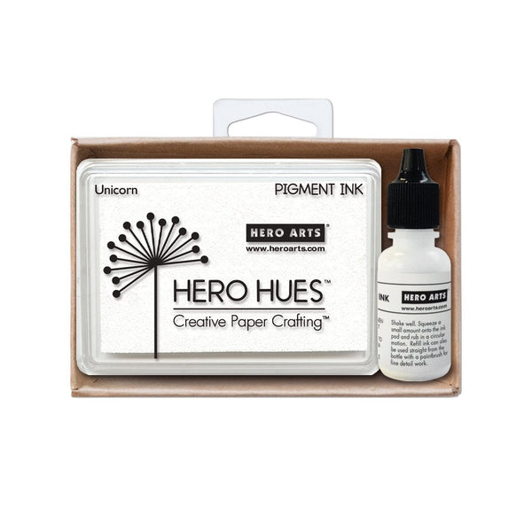 Hero Arts Unicorn White Pigment Ink + Reinker Bundle