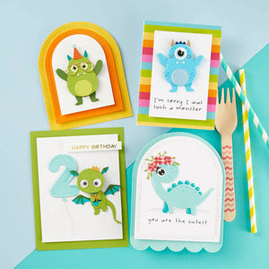 Dancin' Birthday Dragon Etched Dies from the Monster Birthday Collection