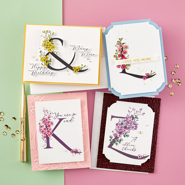 Floral X and Sentiment Press Plate from the Every Occasion Floral Alphabet Collection
