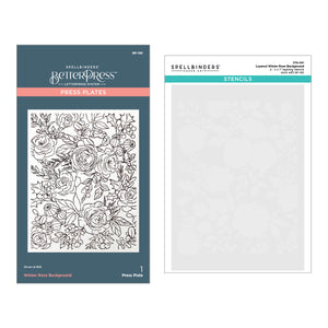 Winter Rose Background Press + Foil Plate and Stencil Bundle