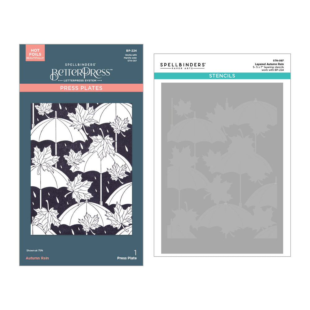 Autumn Rain Press Plate and Stencil Bundle from the Falling Leaves Collection