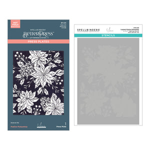 Festive Poinsettias BetterPress and Stencil Bundle from the Amaryllis Christmas Collection by Yana Smakula