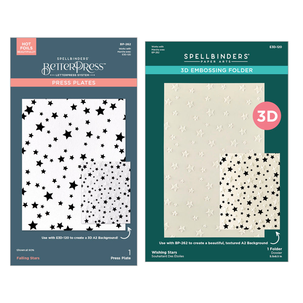 Wishing and Falling Stars 3D Embossing Folder and Press + Foil Bundle