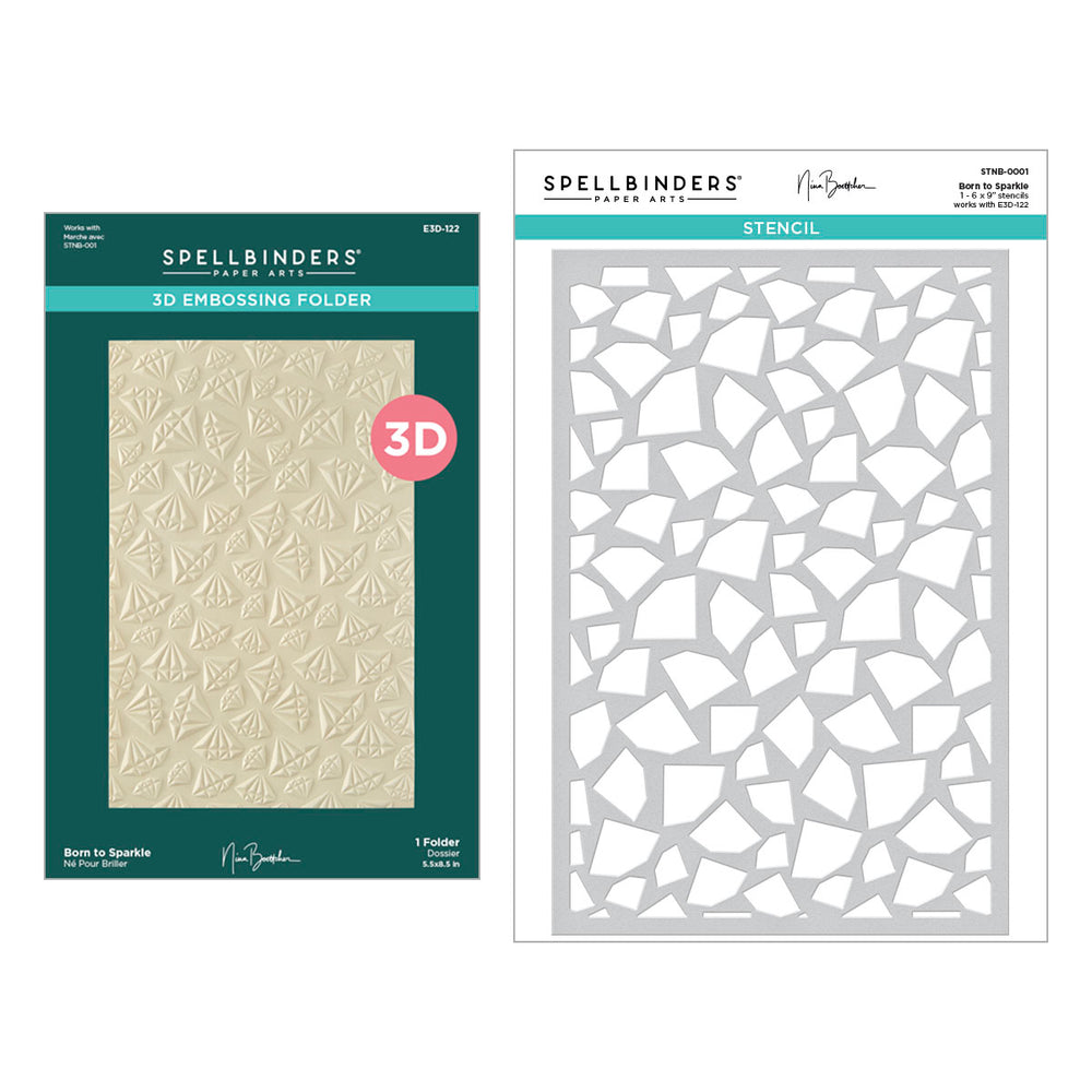 Born to Sparkle 3D Embossing Folder and Stencil Bundle by Nina Boettcher
