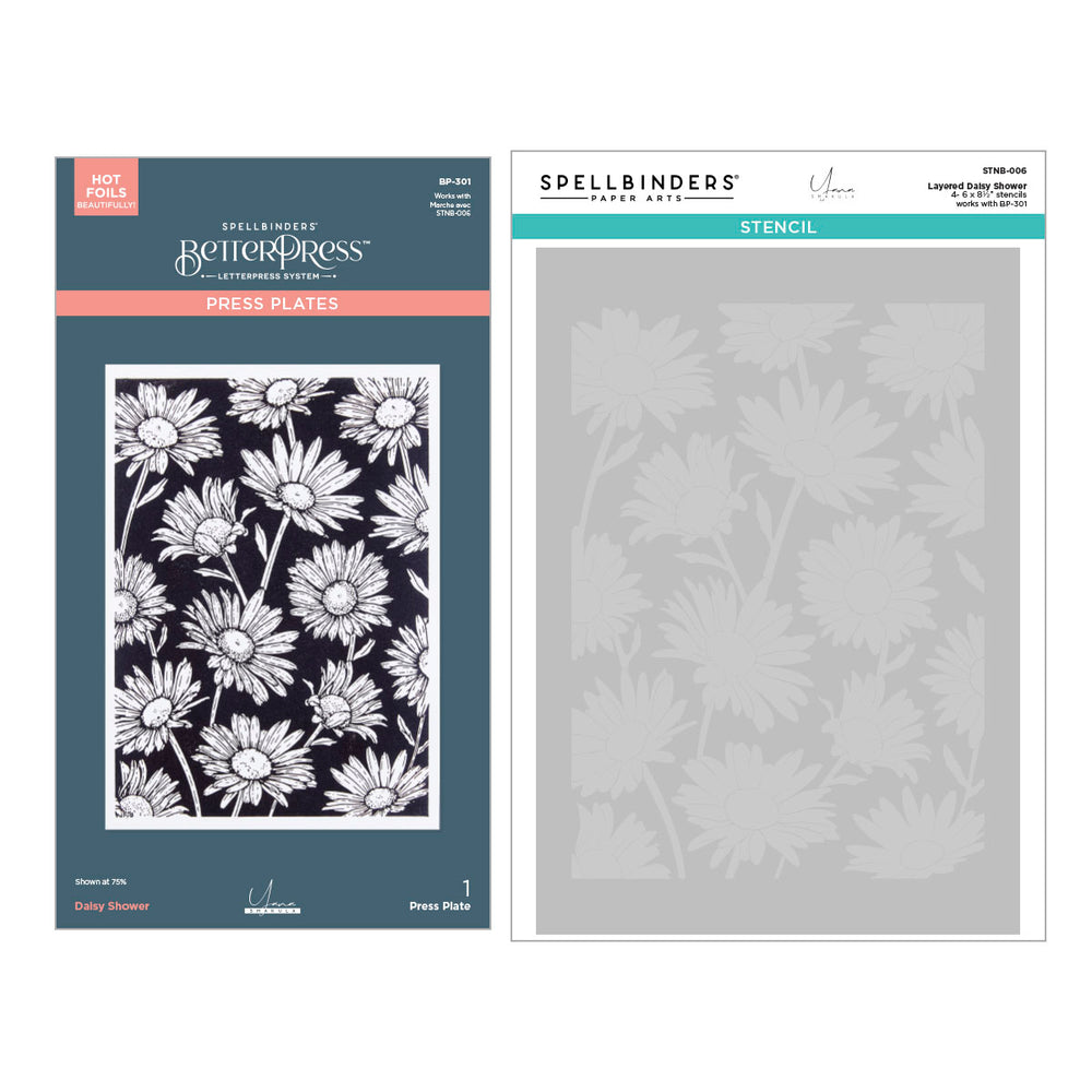 Daisy Shower Press + Foil and Stencil Bundle by Yana Smakula