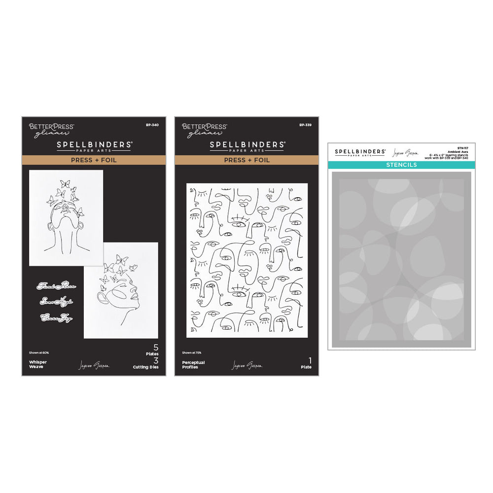 All My Senses Faces Press + Foil Plates and Stencil Bundle by Jaycee Gaspar