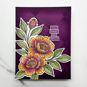 Sketched Peonies Etched Dies for Coordinating Stamp Set by Simon Hurley