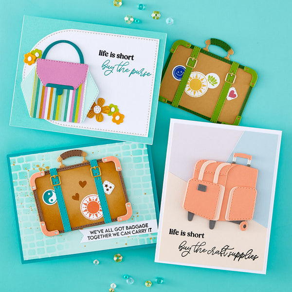Retro Suitcase and Sentiments Stamp & Die Set by Sheri Ballantyne