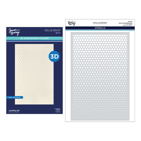 Cascading Dots 3D Embossing Folder and Stencil Bundle by Simon Hurley