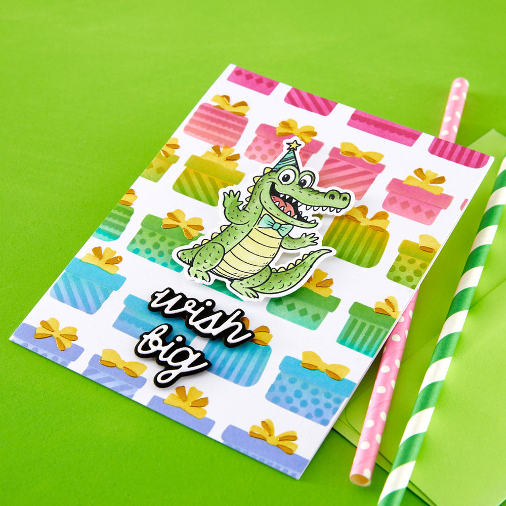 Snappy Birthday Etched Dies by Simon Hurley