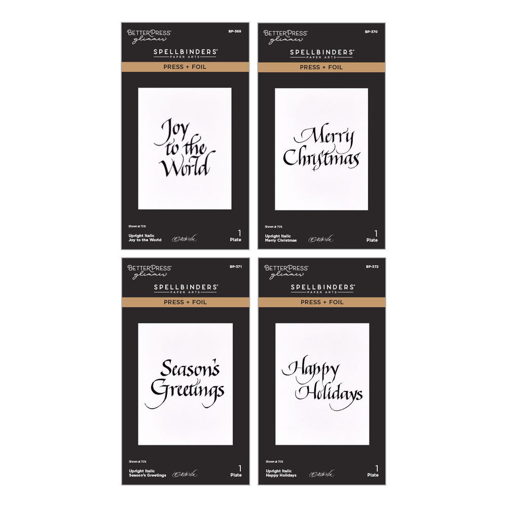 Upright Italic Holiday Sentiments Press + Foil Bundle by Paul Antonio