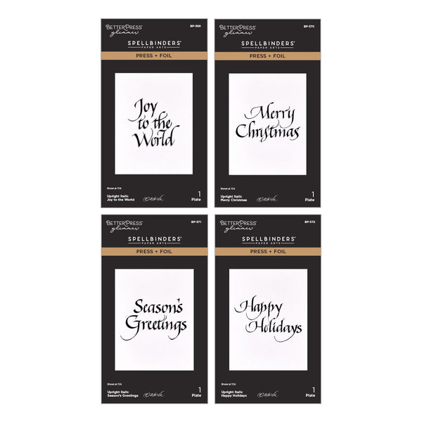 Upright Italic Holiday Sentiments Press + Foil Bundle by Paul Antonio