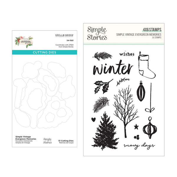 Simple Vintage Evergreen Memories Stamp & Die Bundle by Simple Stories
