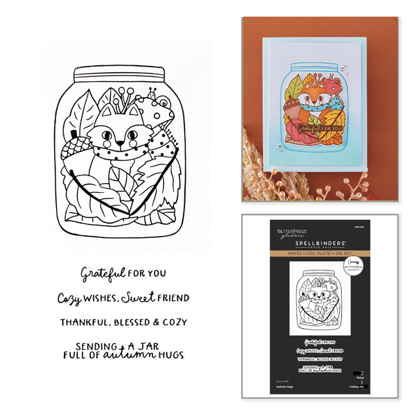 Autumn Hugs Press Plate + Die Set & FREE Copper Glimmer Foil - BetterPress Society September 2026