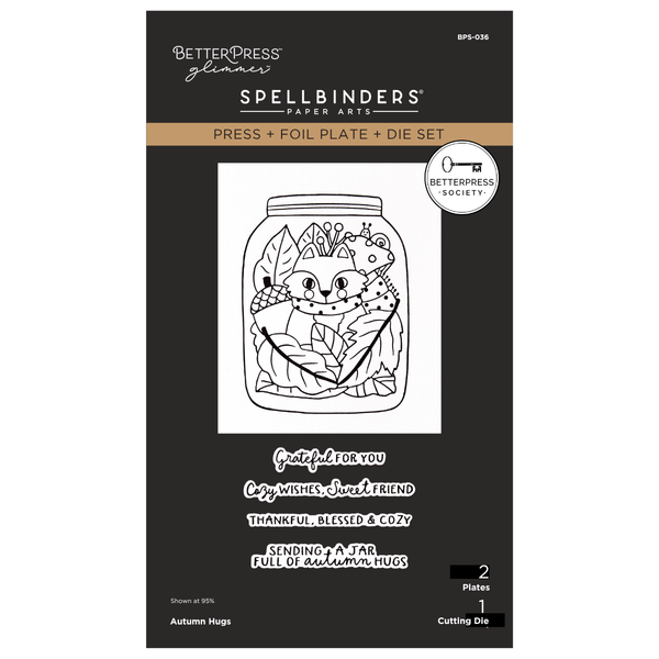 Autumn Hugs Press Plate + Die Set & FREE Copper Glimmer Foil - BetterPress Society September 2026