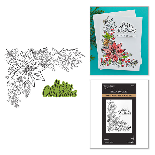 Poinsettia Corner Press + Foil Plate & Die Set