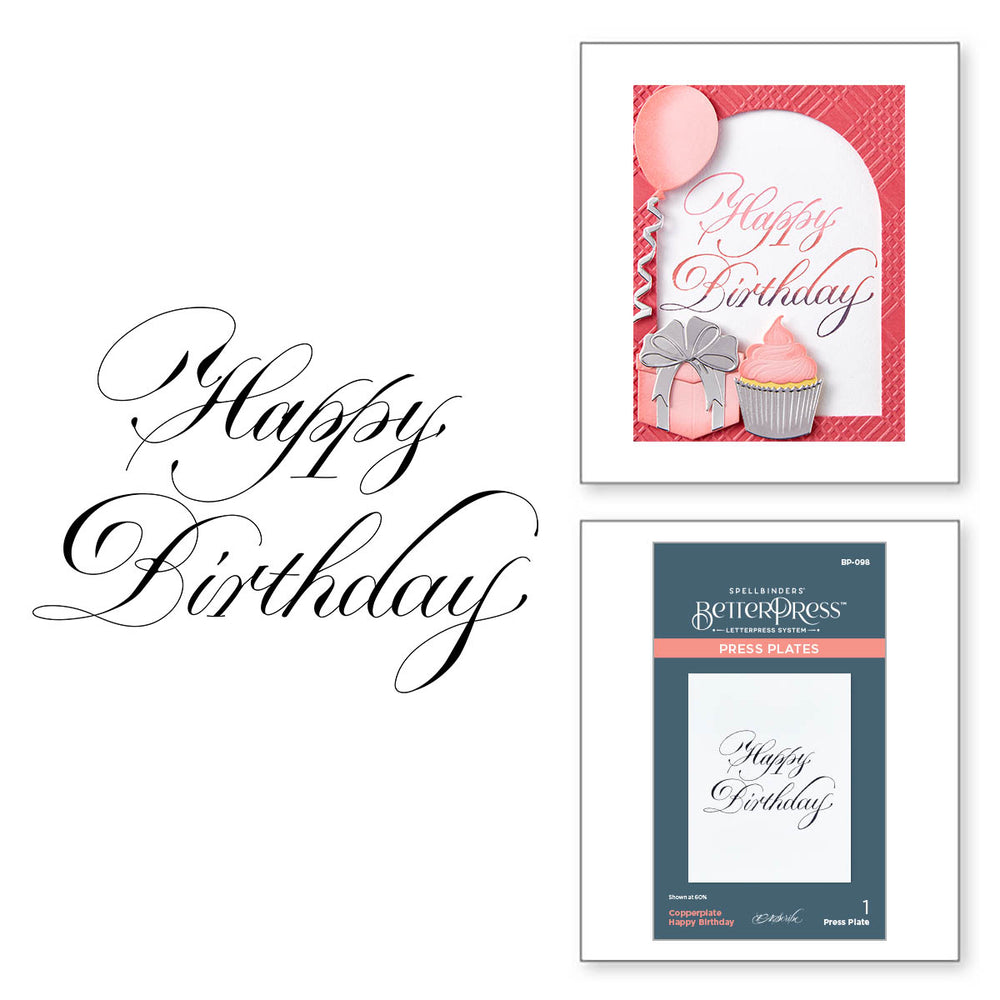 Copperplate Happy Birthday Press Plate from the Copperplate Everyday Sentiments Collection by Paul Antonio