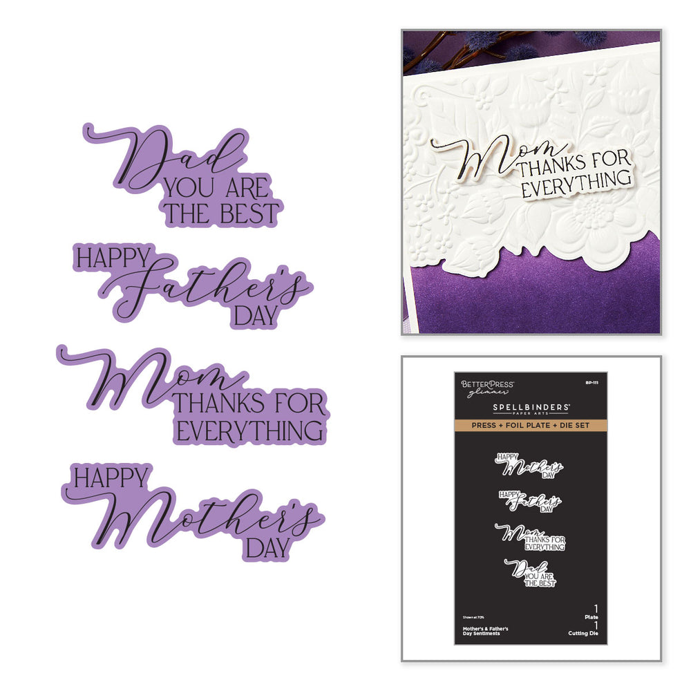 Mother's & Father's Day Sentiments Press + Foil Plate