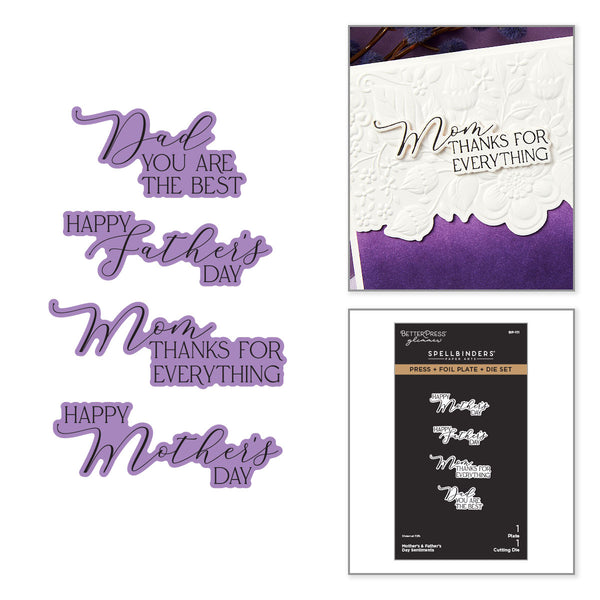 Mother's & Father's Day Sentiments Press + Foil Plate