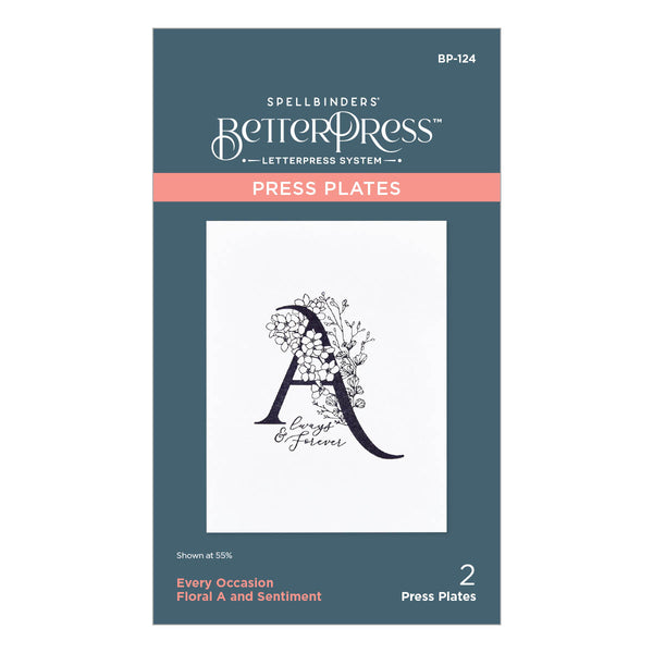 Floral A and Sentiment Press Plate from the Every Occasion Floral Alphabet Collection