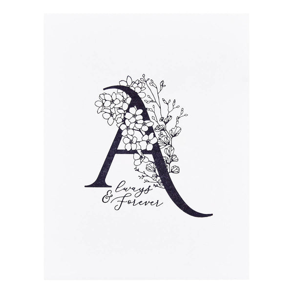 Floral A and Sentiment Press Plate from the Every Occasion Floral Alphabet Collection