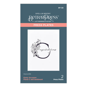 Floral C and Sentiment Press Plate from the Every Occasion Floral Alphabet Collection